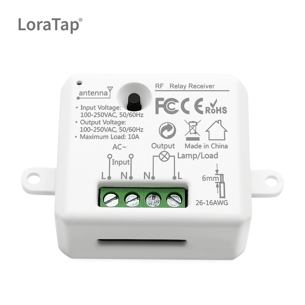 LoraTap Tuya WiFi Switch MINI Relay 10A with Remote RF 868Mhz up