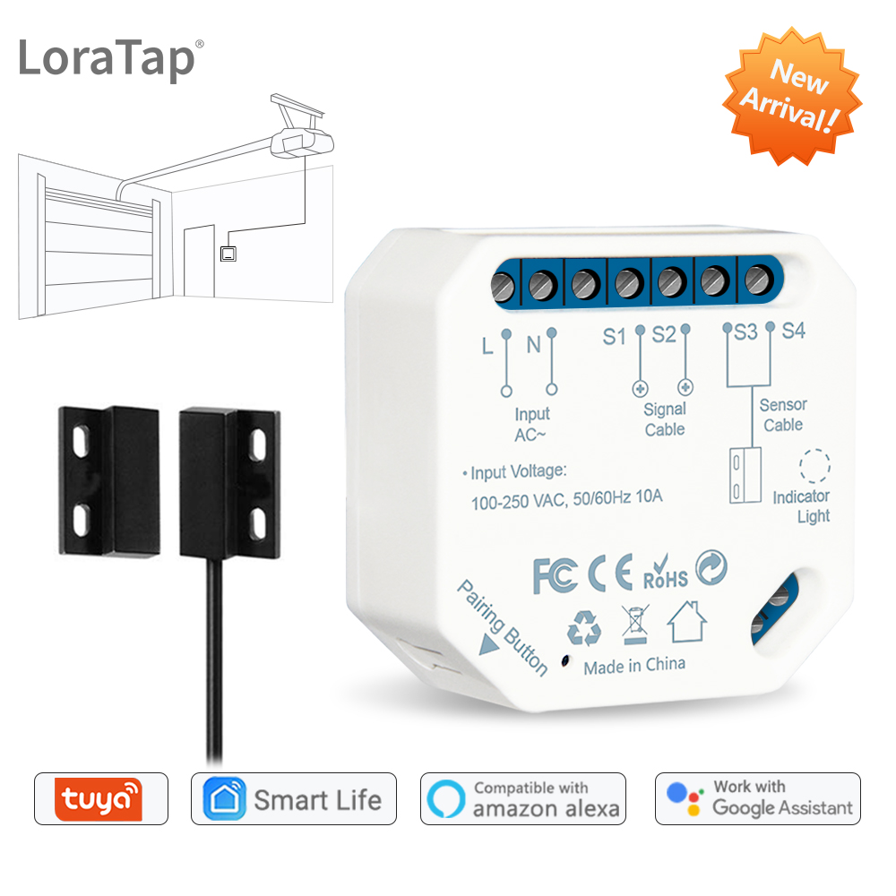 Cheap LoraTap Tuya Smart Life AC DC Garage Door Wireless Sensor Opener  Controller USB Charger Remote Control by Google Home